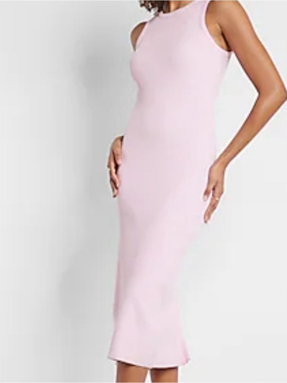 Express Sleeveless Midi Bodycon Dress in Pale Pink